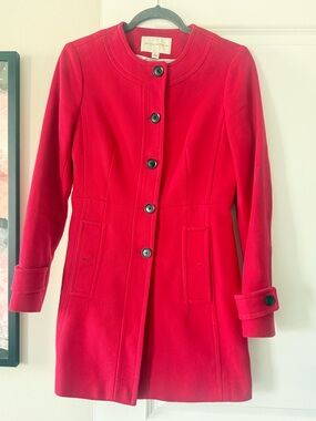 Banana Republic Red Car Coat, Size Small